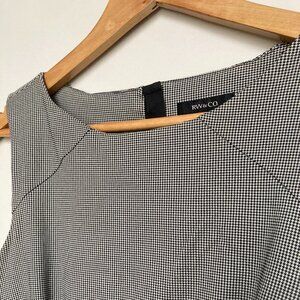 RW&CO Worn ONCE Houndstooth Sheath Dress S Black White Sleeveless Workwear